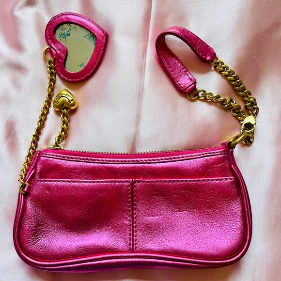 Juicy Couture pink metallic leather wristlet Y2K - Picture 12 of 17